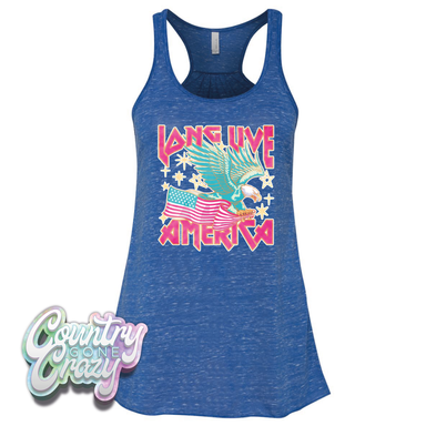 Long Live America - True Royal Marble - Flowy Racerback Tank-Bella + Canvas-Country Gone Crazy