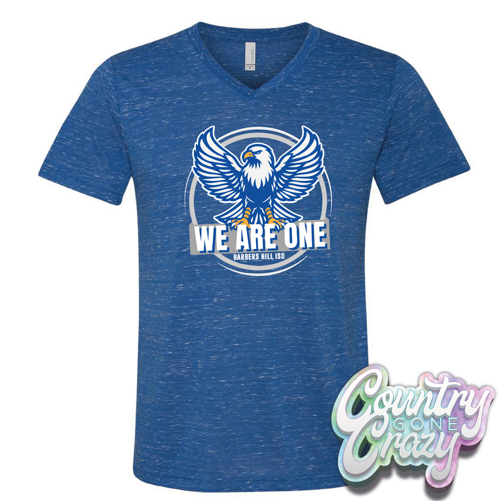 We Are One - Barbers Hill - Bella Canvas V-Neck - Royal Marble // Circle-Country Gone Crazy-Country Gone Crazy