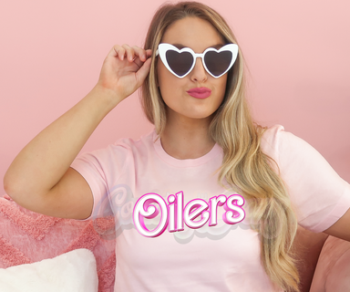 Oilers 💞 Barbie 💖 T-Shirt-Country Gone Crazy-Country Gone Crazy