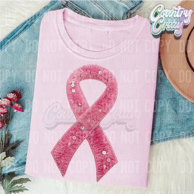 Breast Cancer Ribbon // Faux Sequins-Country Gone Crazy-Country Gone Crazy