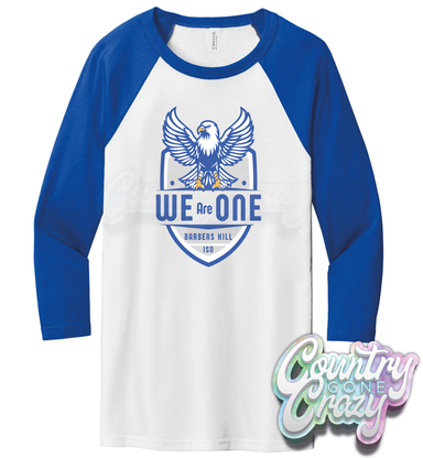 We Are One - Barbers Hill - Bella Canvas 3/4 Sleeve Raglan-Country Gone Crazy-Country Gone Crazy