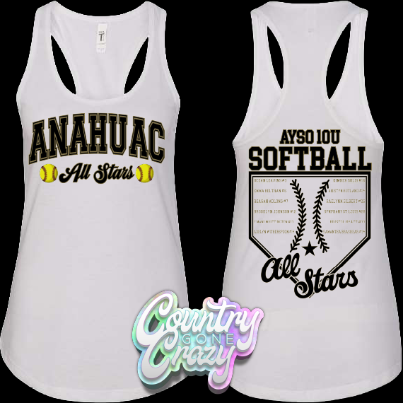 Anahuac // 10U SOFTBALL // Ladies Fit Tank Top-Country Gone Crazy-Country Gone Crazy