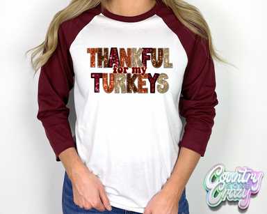 Thanksgiving • Bella Canvas • Maroon/White Raglan-Country Gone Crazy-Country Gone Crazy