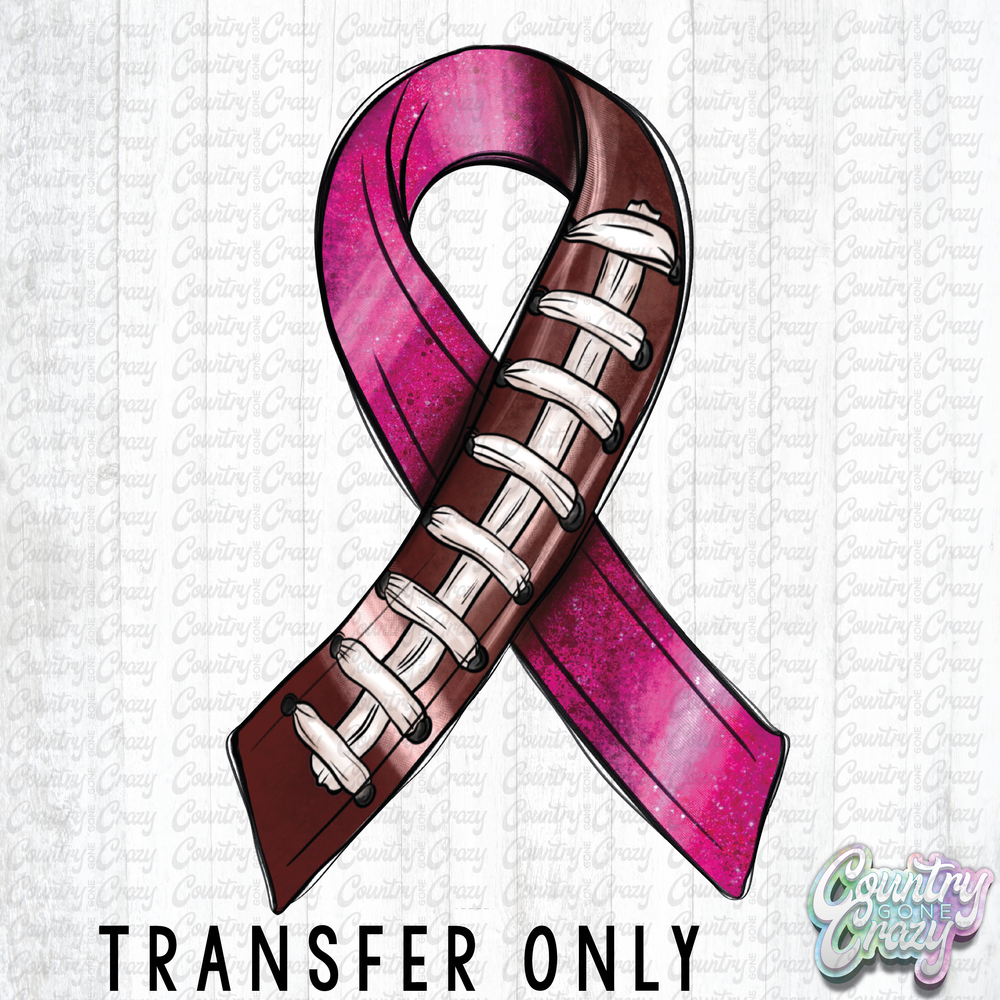 HT2093 • Breast Cancer Football Ribbon-Country Gone Crazy-Country Gone Crazy