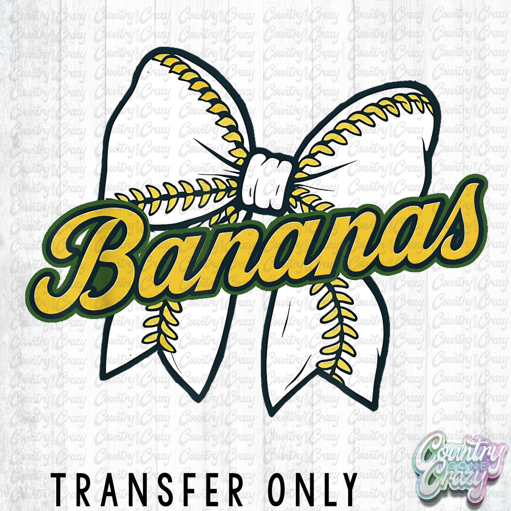 HT4585 • BANANAS WITH BASEBALL BOW-Country Gone Crazy-Country Gone Crazy