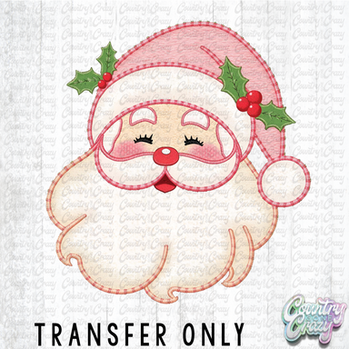 HT4661 • FAUX EMBROIDERY PINK SANTA-Country Gone Crazy-Country Gone Crazy