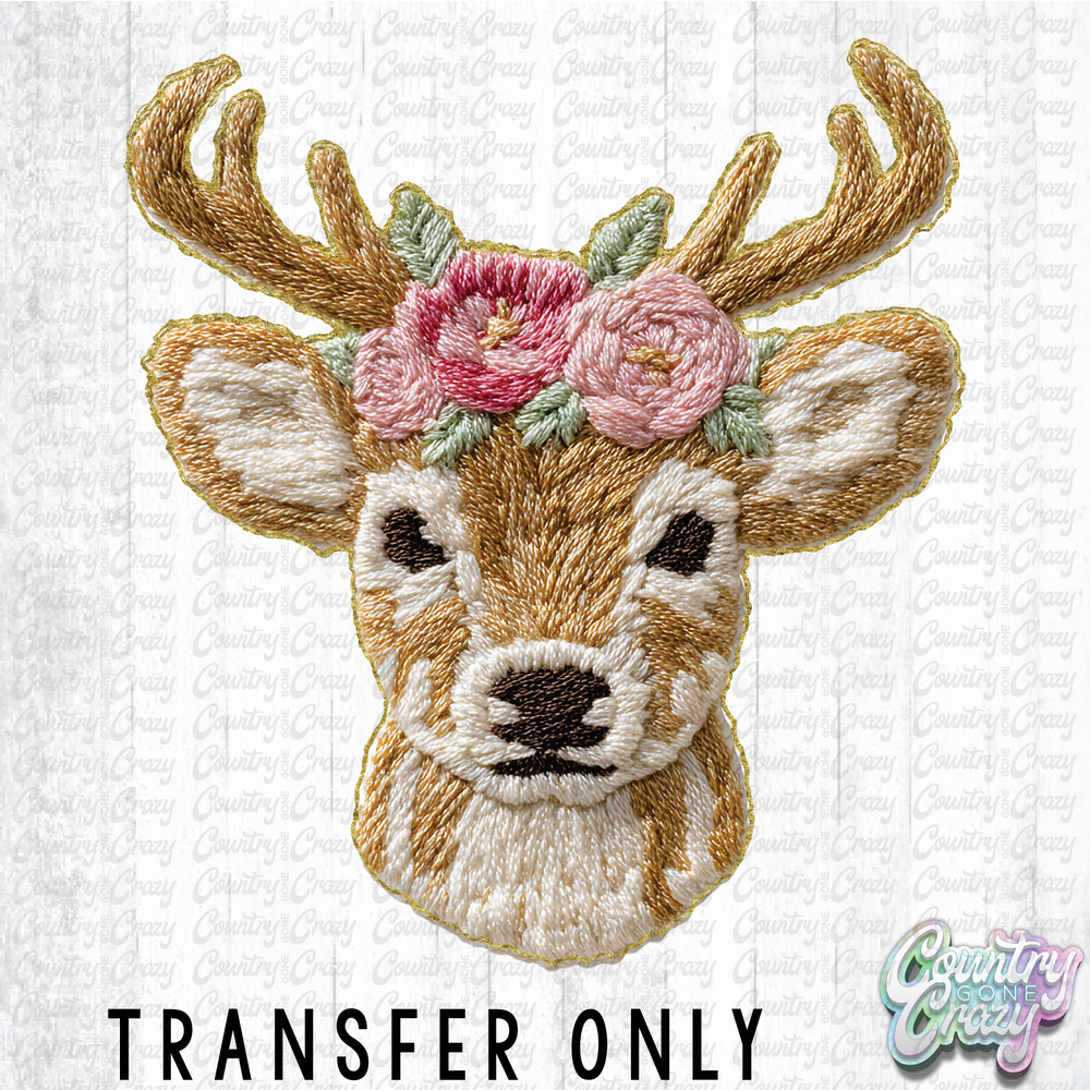 HT4662 • French Knot Deer-Country Gone Crazy-Country Gone Crazy