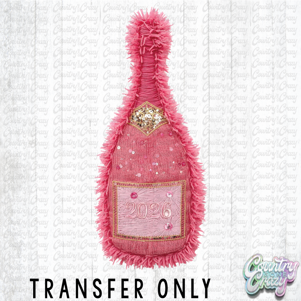 HT4681 • NEW YEARS BOTTLE FAUX YARN PINK-Country Gone Crazy-Country Gone Crazy