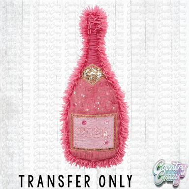 HT4681 • NEW YEARS BOTTLE FAUX YARN PINK-Country Gone Crazy-Country Gone Crazy