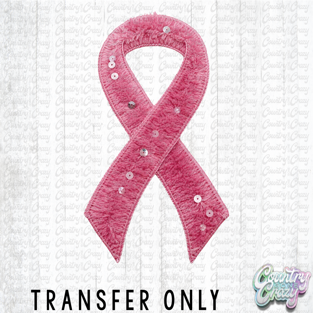 HT4690 • PINK CANCER RIBBON FAUX YARN-Country Gone Crazy-Country Gone Crazy