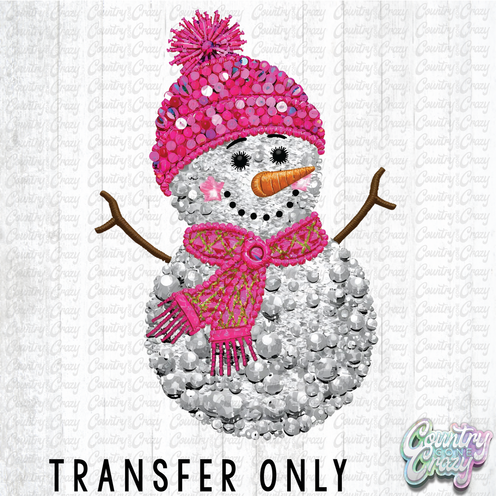 HT4702 • SNOWMAN PINK DIAMOND SEQUINS-Country Gone Crazy-Country Gone Crazy