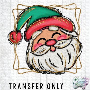 HT4799 • SANTA WITH GLITTER OUTLINE-Country Gone Crazy-Country Gone Crazy