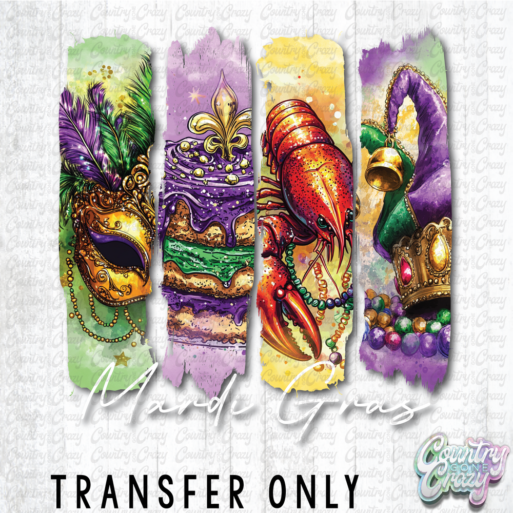 HT4895 • MARDI GRAS - WHITE LETTERS-Country Gone Crazy-Country Gone Crazy
