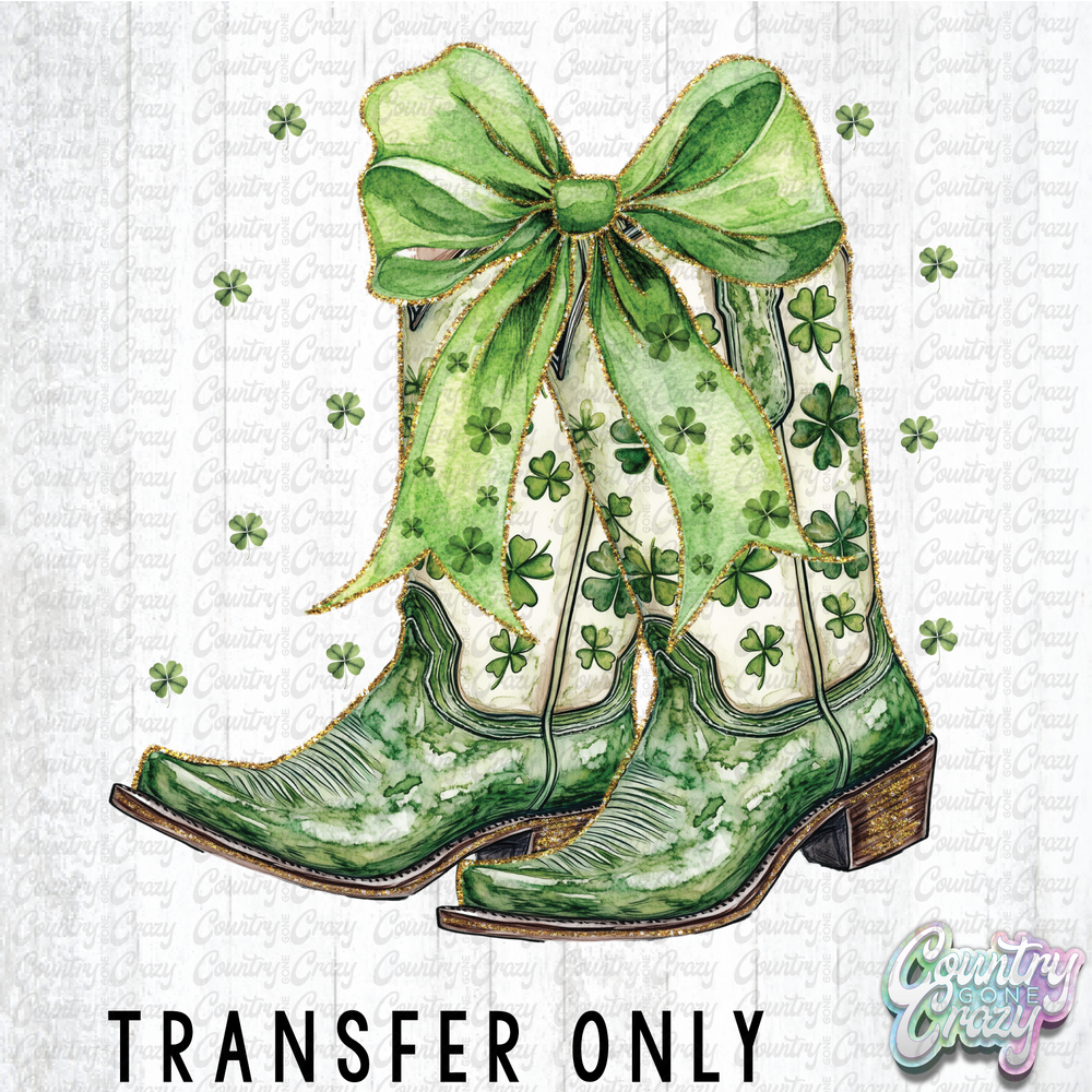 HT5013 • LUCKY BOOTS WITH CLOVERS-Country Gone Crazy-Country Gone Crazy