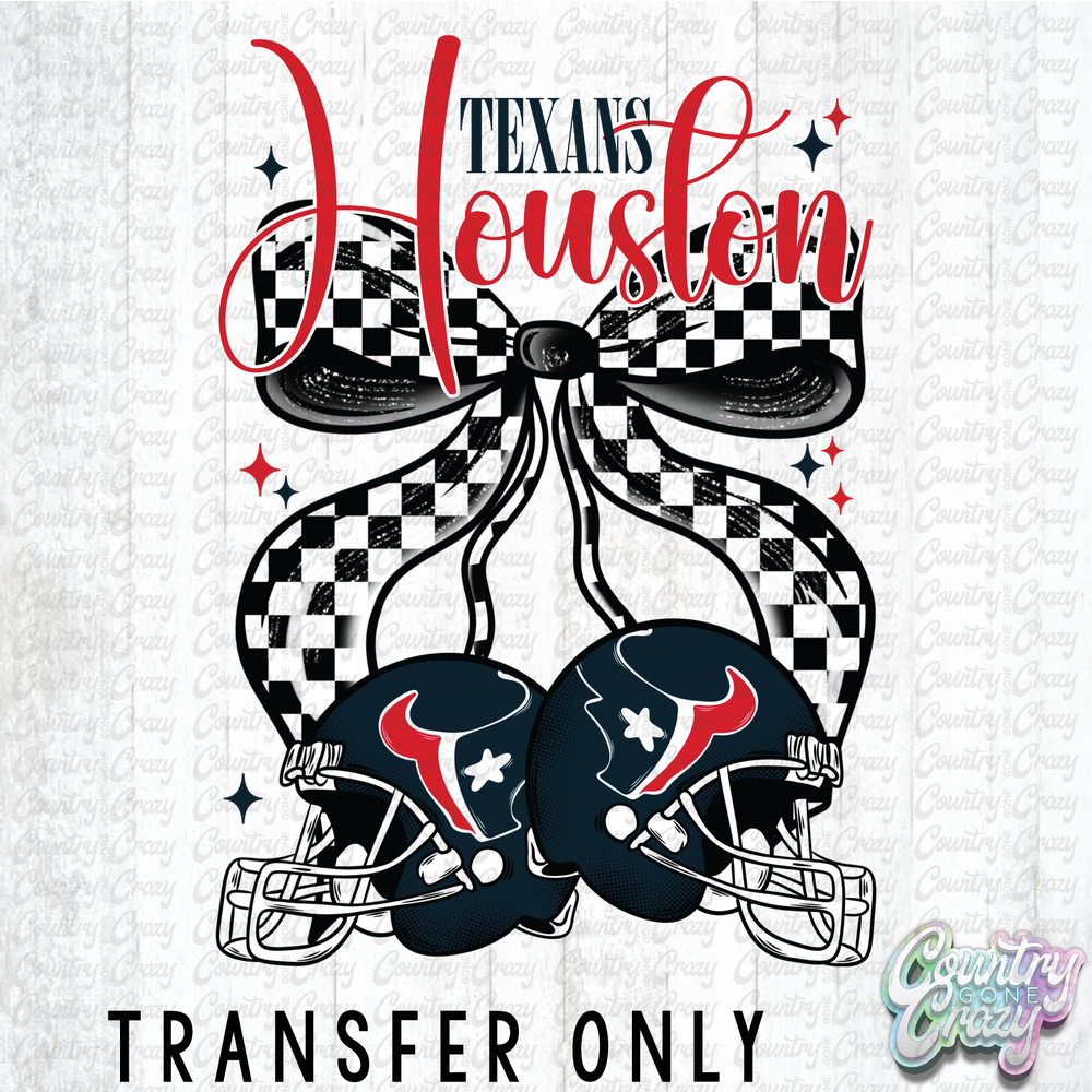 HT5055 • CHECKERED TEXANS BOW WITH HELMETS-Country Gone Crazy-Country Gone Crazy