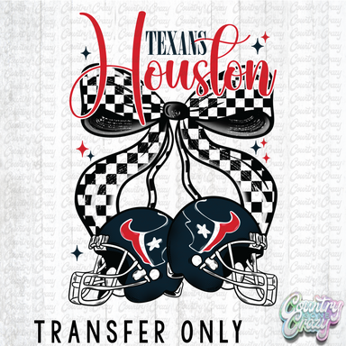 HT5055 • CHECKERED TEXANS BOW WITH HELMETS-Country Gone Crazy-Country Gone Crazy