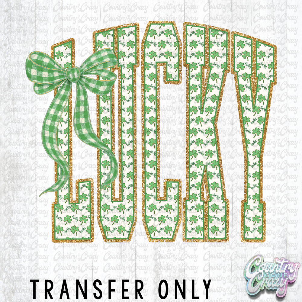 HT5144 • LUCKY GREEN PLAID BOW-Country Gone Crazy-Country Gone Crazy