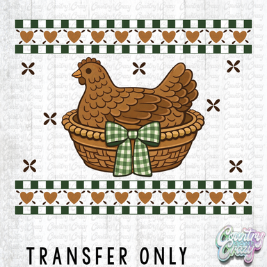 HT5175 • HEN WITH GREEN PLAID BOW-Country Gone Crazy-Country Gone Crazy