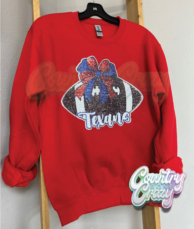 Texans Chenille Patch - Red Sweatshirt (PRE-ORDER)-Gildan-Country Gone Crazy