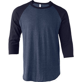 Adult Raglan - Heather Denim Body with Navy Sleeves-Tultex-Country Gone Crazy