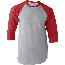 Adult Raglan - Heather Grey Body with Red Sleeves-Tultex-Country Gone Crazy
