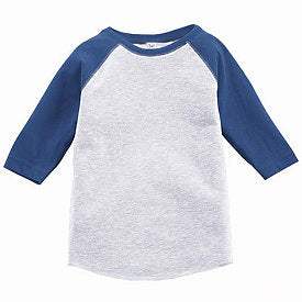 Toddler Raglan - Grey Body with Vintage Royal Sleeves-Rabbit Skins-Country Gone Crazy