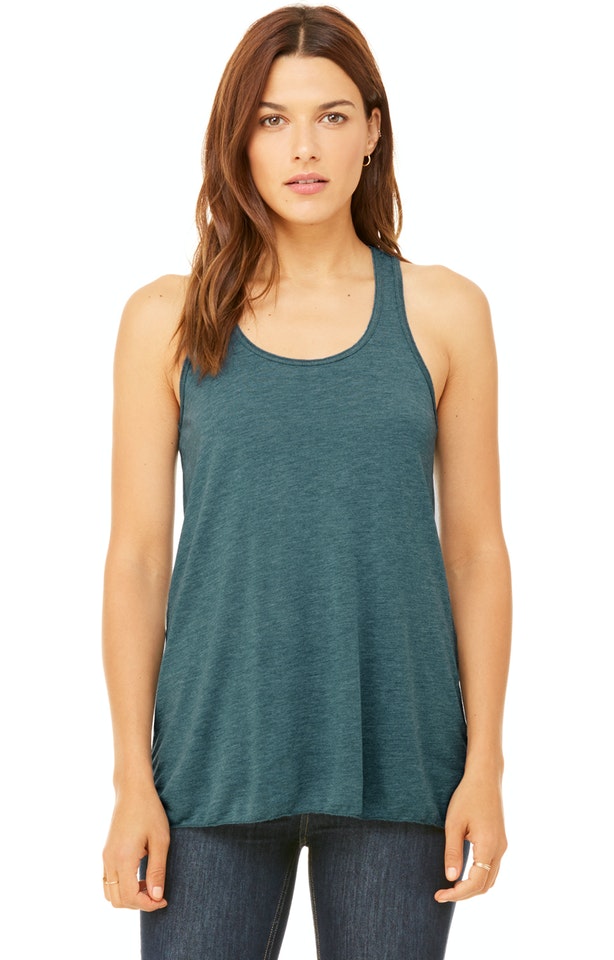 Heather Deep Teal - Flowy Racerback Tank-Bella + Canvas-Country Gone Crazy