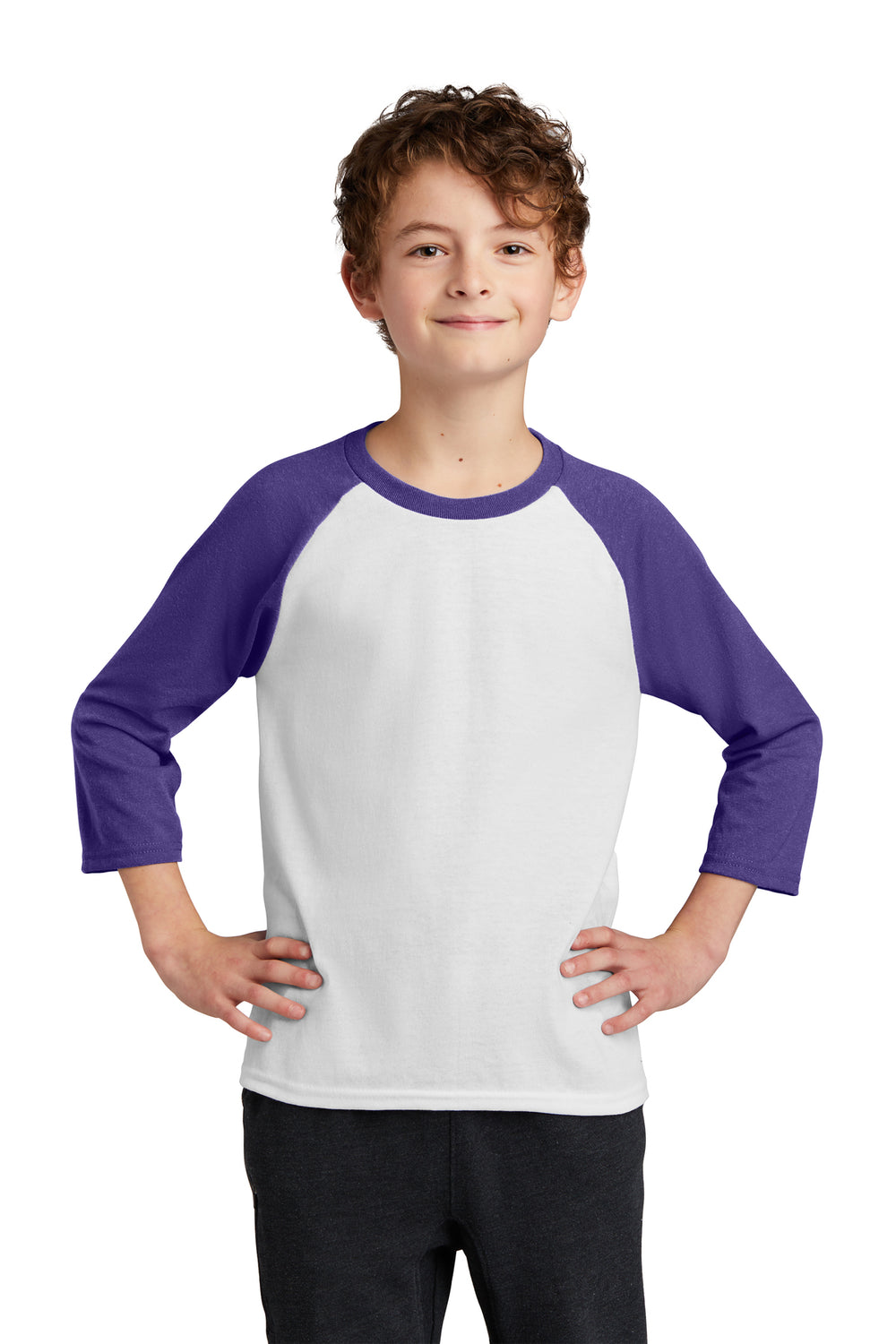 Youth Raglan - Purple Sleeve with Grey Body-Port & Company-Country Gone Crazy