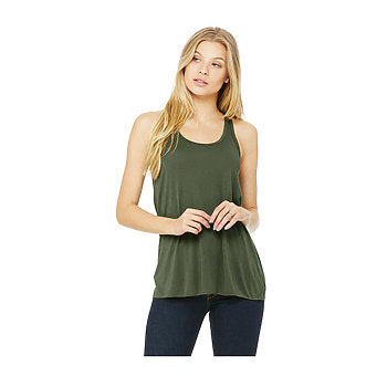 Military Green - Flowy Racerback Tank-Bella + Canvas-Country Gone Crazy