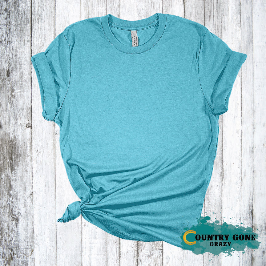 Heather Aqua - Short Gone Crazy Country Sleeve — T-shirt