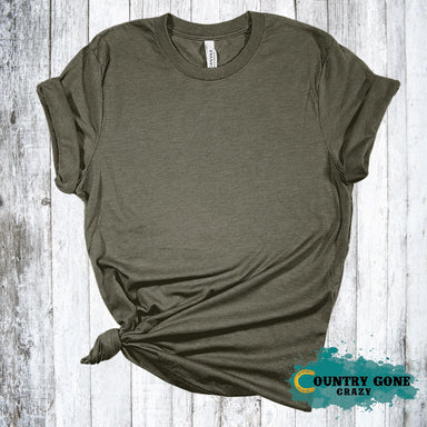Heather Military Green - Short Sleeve T-shirt-Bella + Canvas-Country Gone Crazy