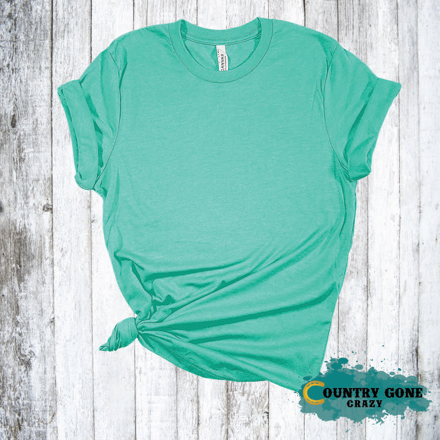 - Green T-shirt Short Country Gone Crazy Heather Sea — Sleeve