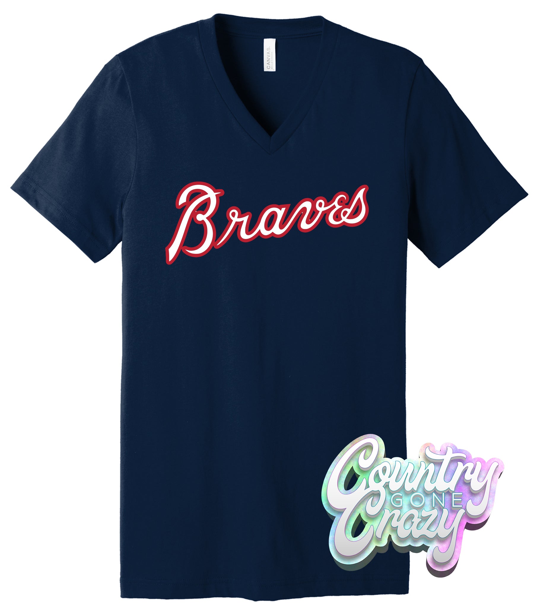 Atlanta Braves Bella Canvas V-Neck — Country Gone Crazy