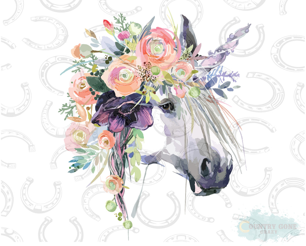 HT012 • Floral Unicorn-Country Gone Crazy-Country Gone Crazy