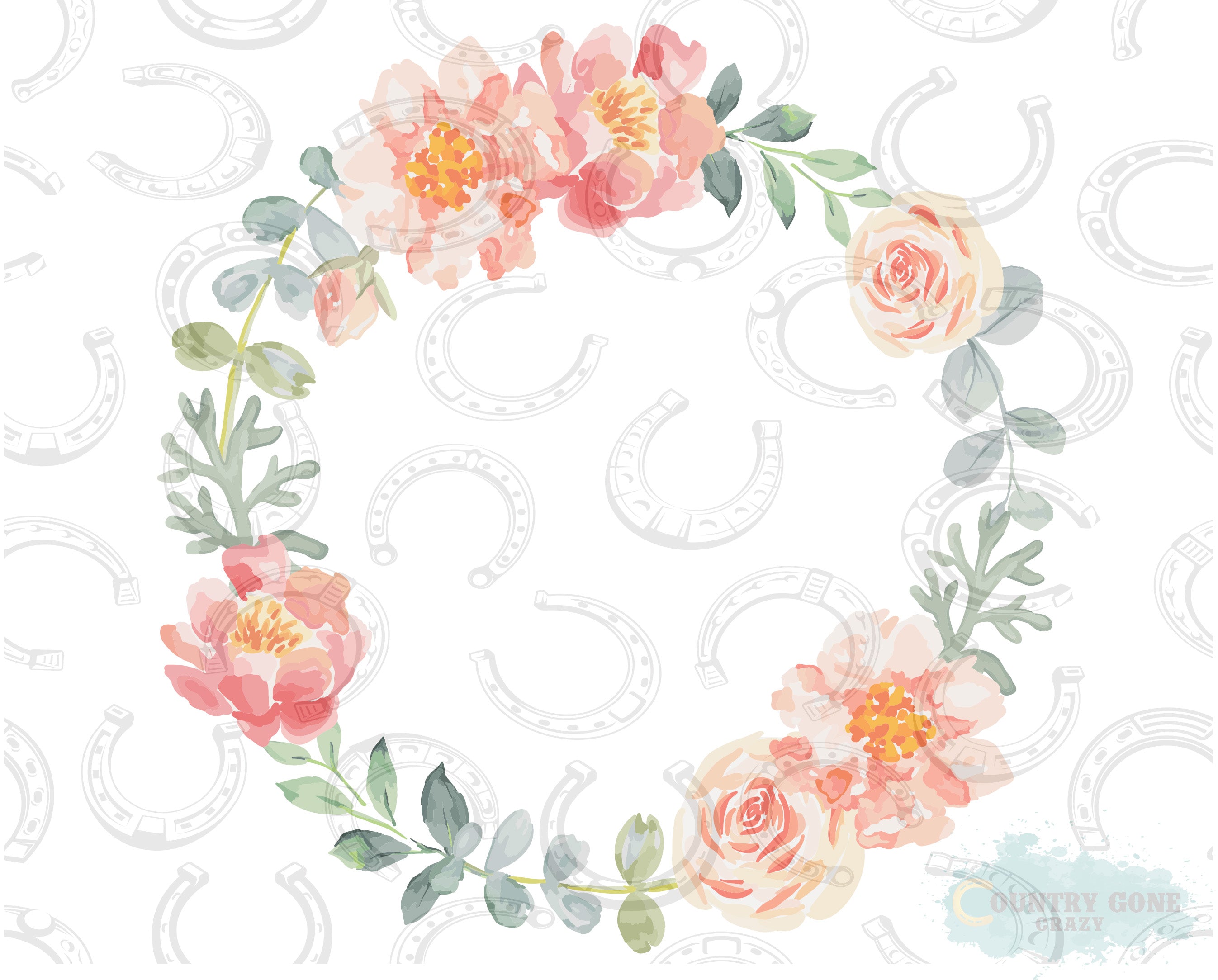 HT060 • Floral Wreath-Country Gone Crazy-Country Gone Crazy