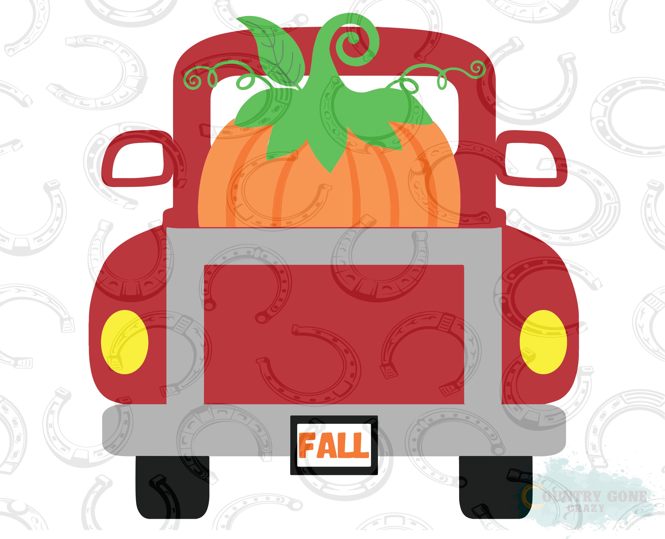 HT076 • Red Truck with Pumpkin-Country Gone Crazy-Country Gone Crazy