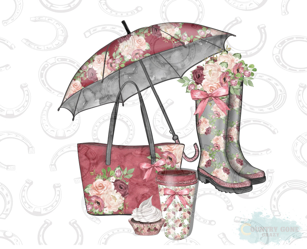 HT123 • Watercolor Floral Rainboots-Country Gone Crazy-Country Gone Crazy