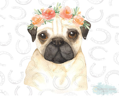 HT169 • Pug in Floral Crown-Country Gone Crazy-Country Gone Crazy