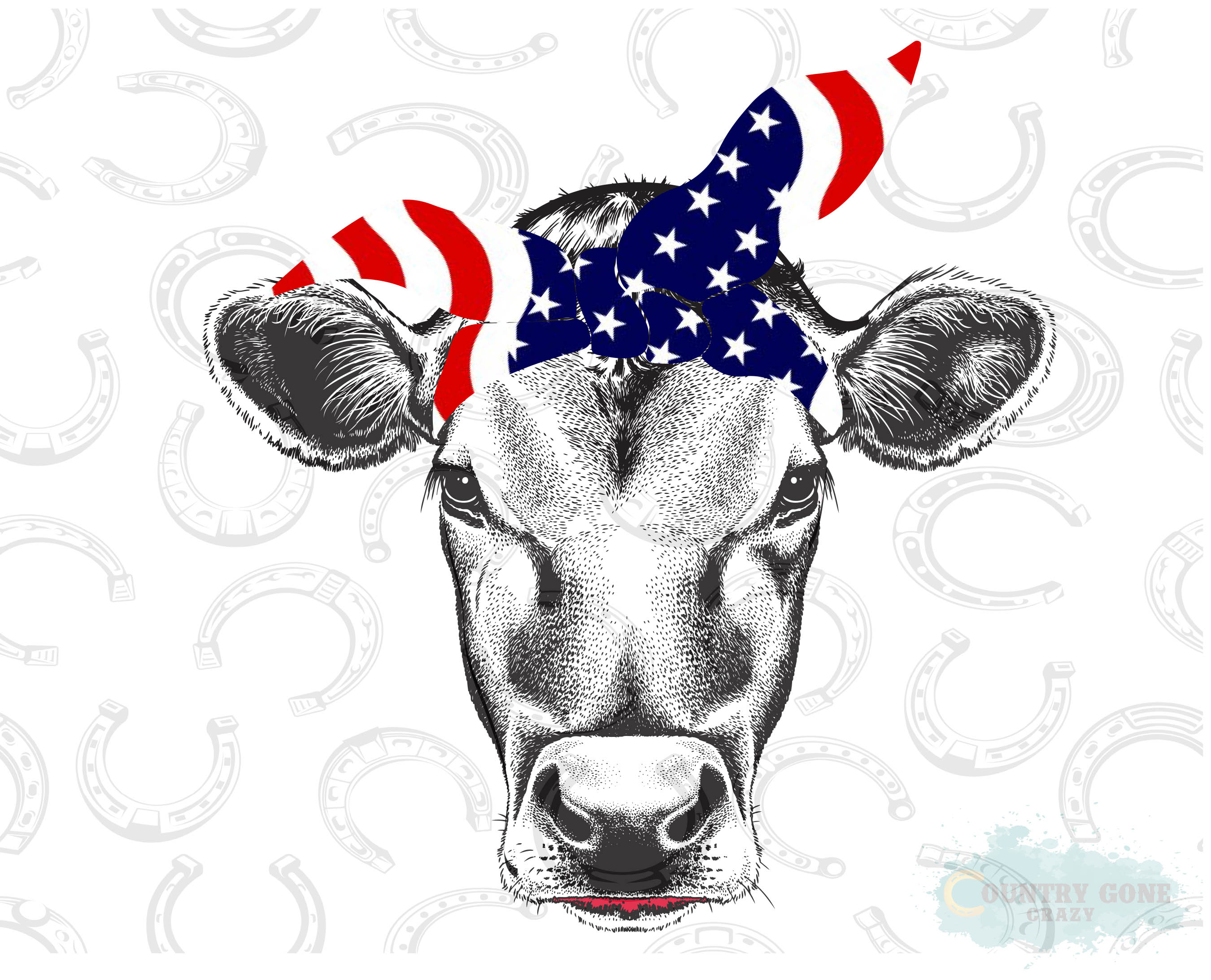 HT223 • Patriotic Bandana Cow-Country Gone Crazy-Country Gone Crazy