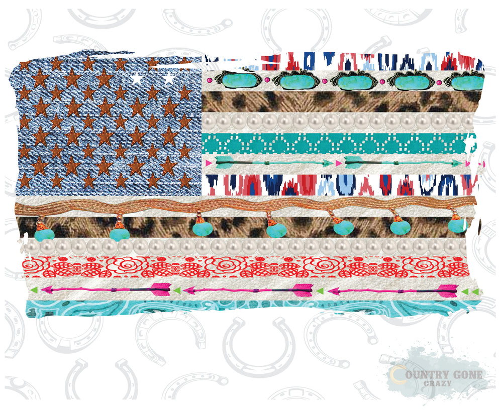 HT282 • Mixed Pattern USA Flag-Country Gone Crazy-Country Gone Crazy