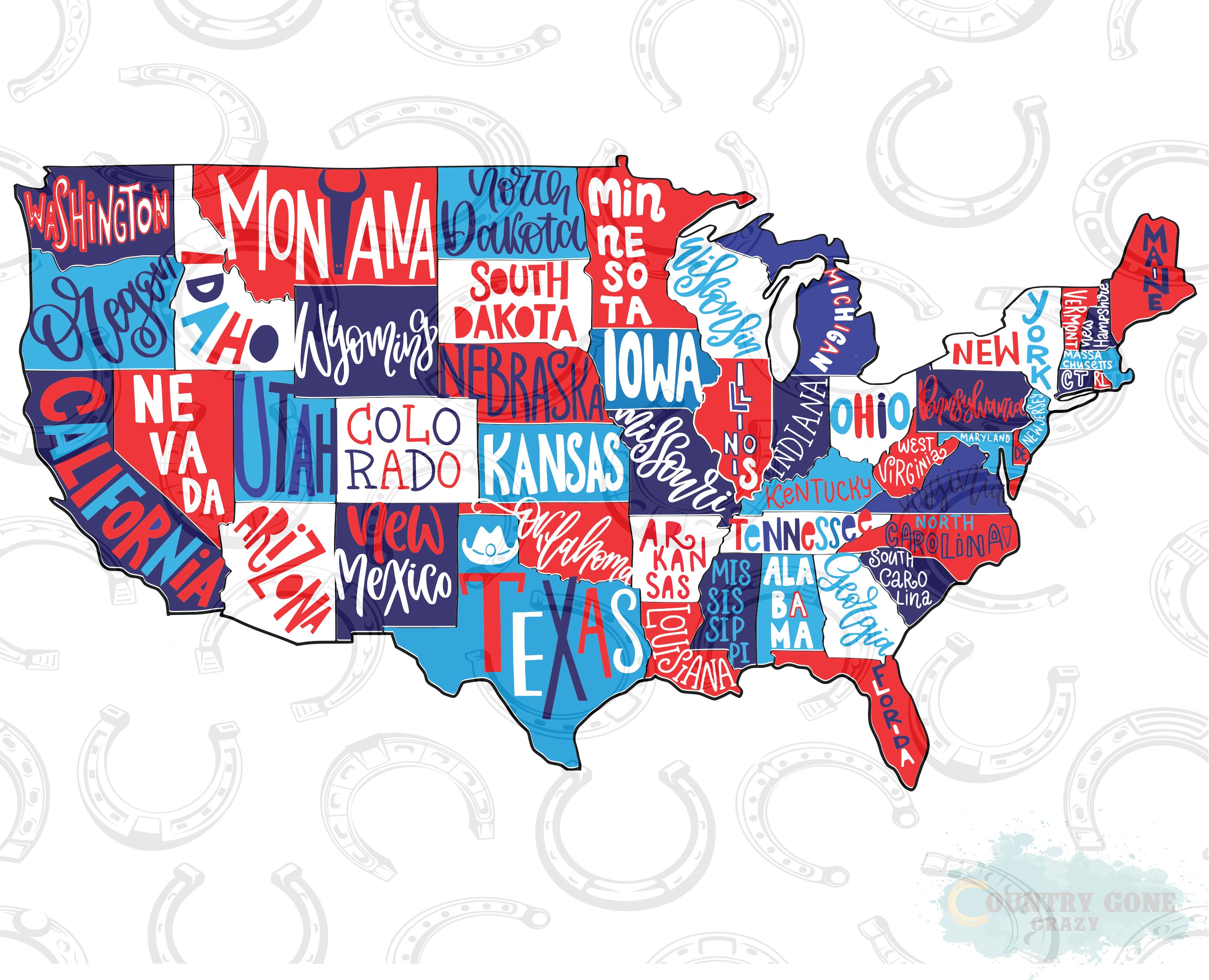 HT298 • United States Map-Country Gone Crazy-Country Gone Crazy