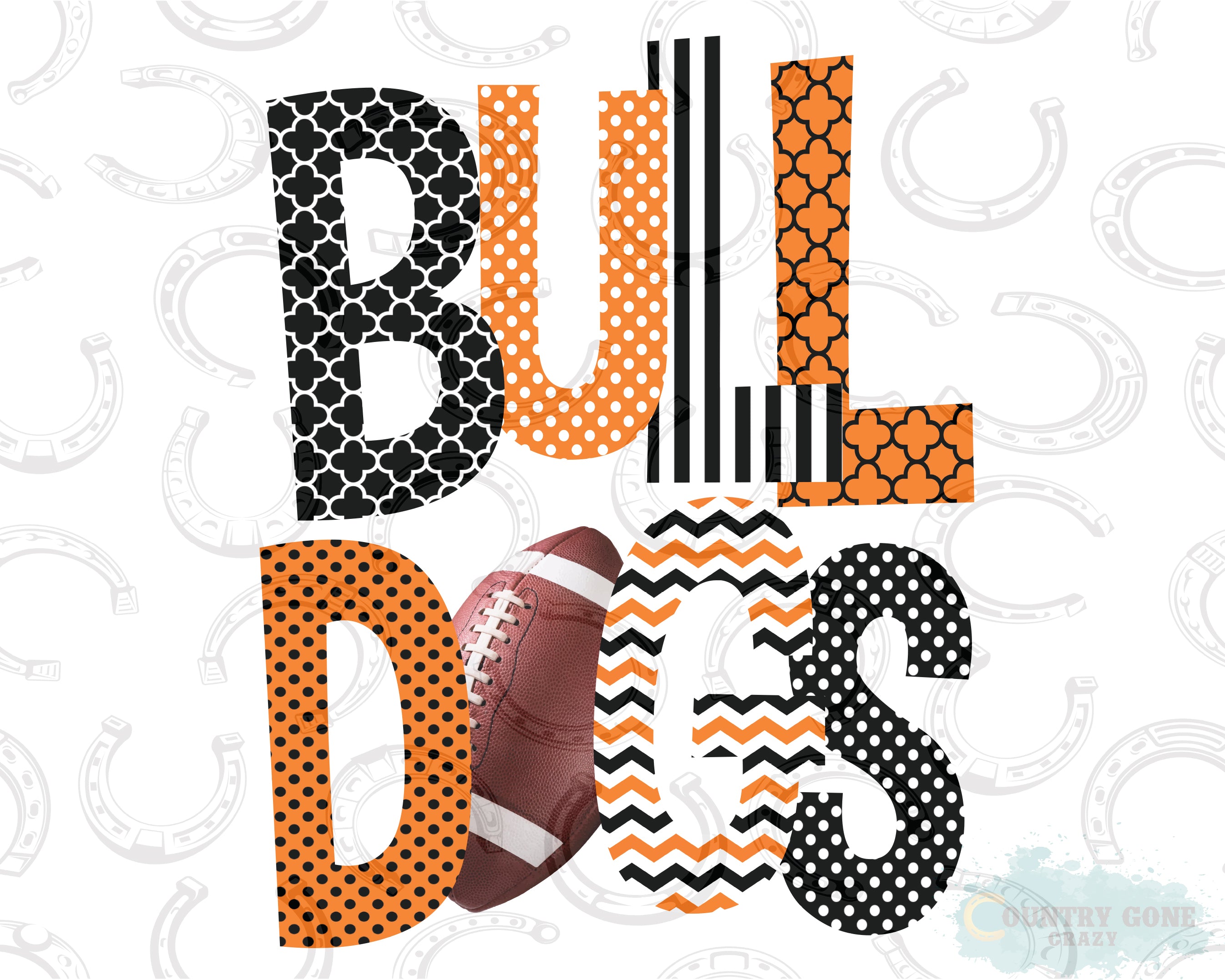 HT318 • Bulldogs Football Letters-Country Gone Crazy-Country Gone Crazy