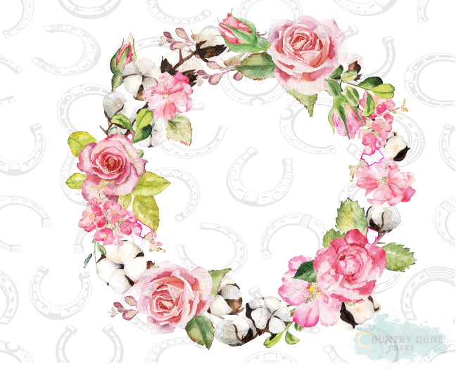 HT370 • Floral Cotton Wreath-Country Gone Crazy-Country Gone Crazy