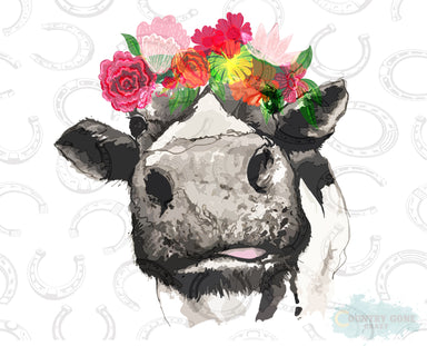HT423 • Cow Wearing Flowers-Country Gone Crazy-Country Gone Crazy