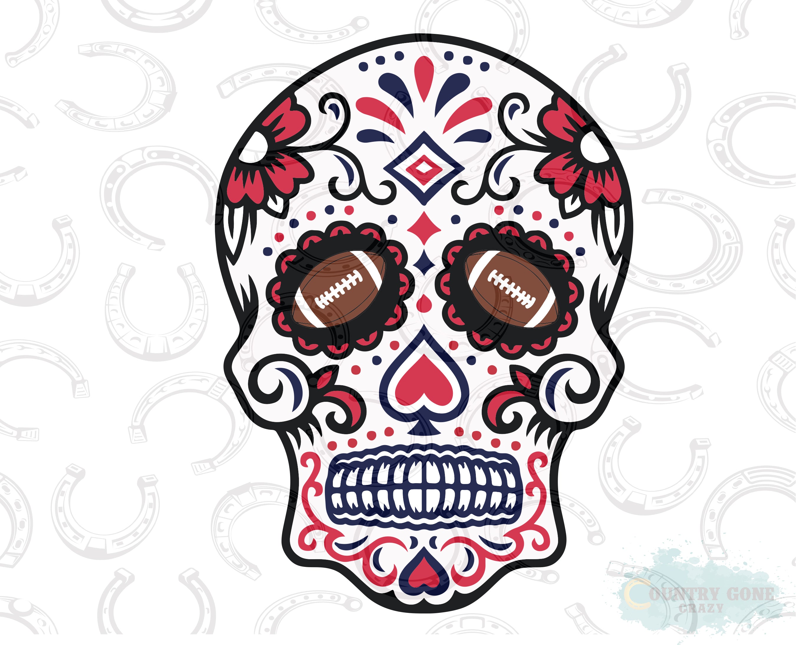 HT465 • Football Sugar Skull-Country Gone Crazy-Country Gone Crazy