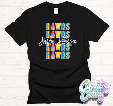 Hardin Jefferson Hawks Fun Letters - T-Shirt-Country Gone Crazy-Country Gone Crazy