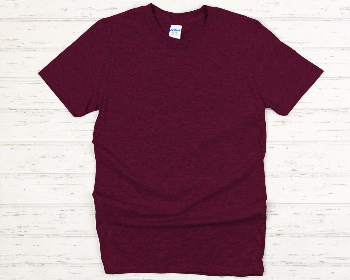 Daxton Adult Unisex Tshirt Montana Script with Vertical on the Back,  Burgundy White, M 