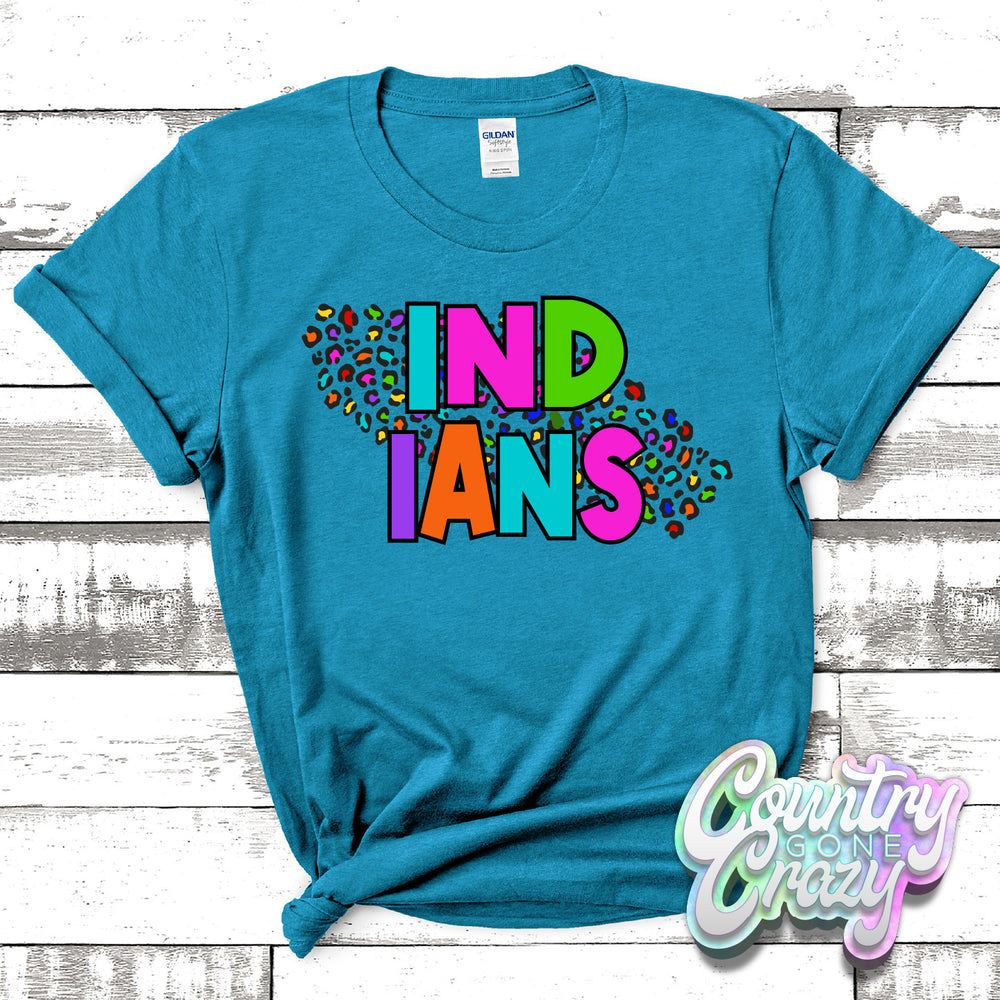 Indians Colorful Leopard T-Shirt-Country Gone Crazy-Country Gone Crazy