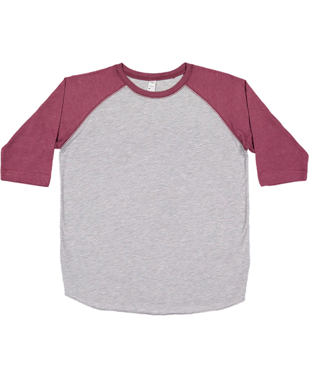 Youth Raglan - Burgundy Sleeve with Vintage Heather Body-LAT-Country Gone Crazy