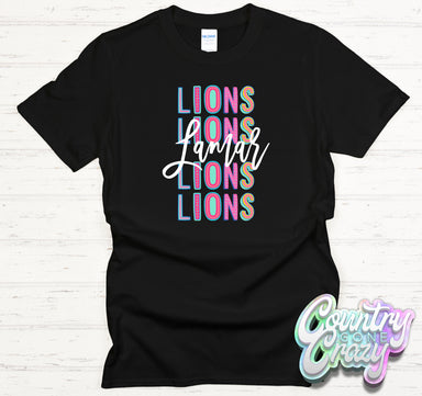 Lamar Lions Fun Letters - T-Shirt-Country Gone Crazy-Country Gone Crazy